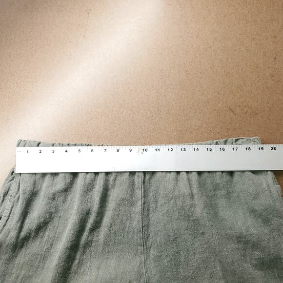 Bryn Walker Pants Women M Olive Wide Leg Crop Linen Boho Lagenlook Cottage Beach - Picture 6 of 11